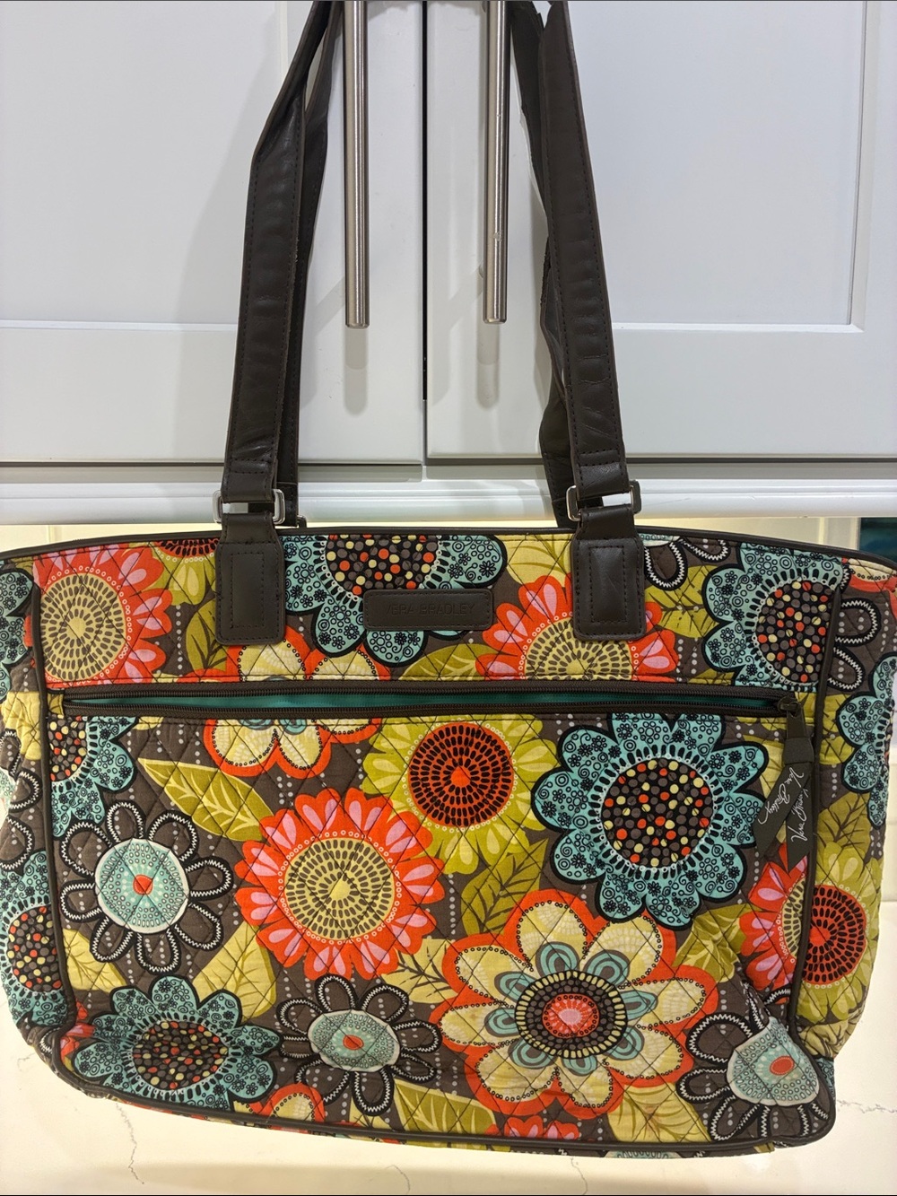 Vera Bradley Brown Multi Floral Quilted Tote